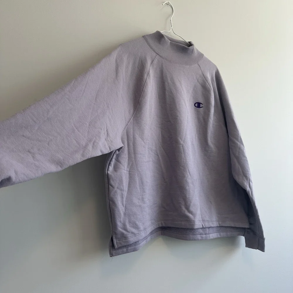 Champion Sweatshirt Womens Size XLPurple Turtle Neck Long Sleeve Embroidered - Picture 2 of 7